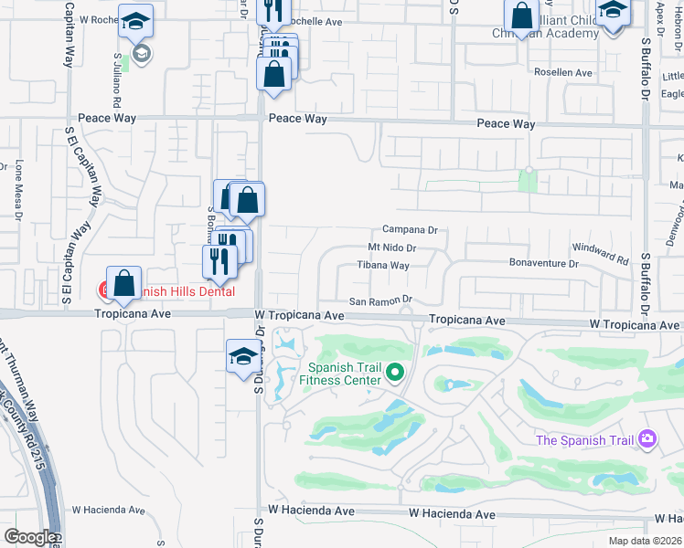 map of restaurants, bars, coffee shops, grocery stores, and more near 4820 Pearlman Lane in Las Vegas