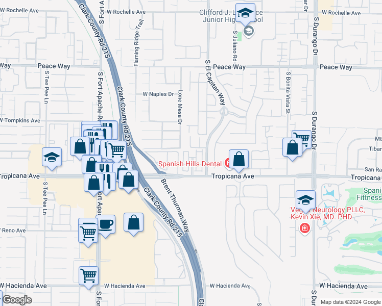 map of restaurants, bars, coffee shops, grocery stores, and more near 4797 Essen Court in Las Vegas
