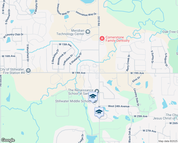map of restaurants, bars, coffee shops, grocery stores, and more near 3700 West 19th Avenue in Stillwater
