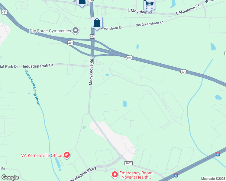 map of restaurants, bars, coffee shops, grocery stores, and more near 5279 Macy Grove Road in Kernersville
