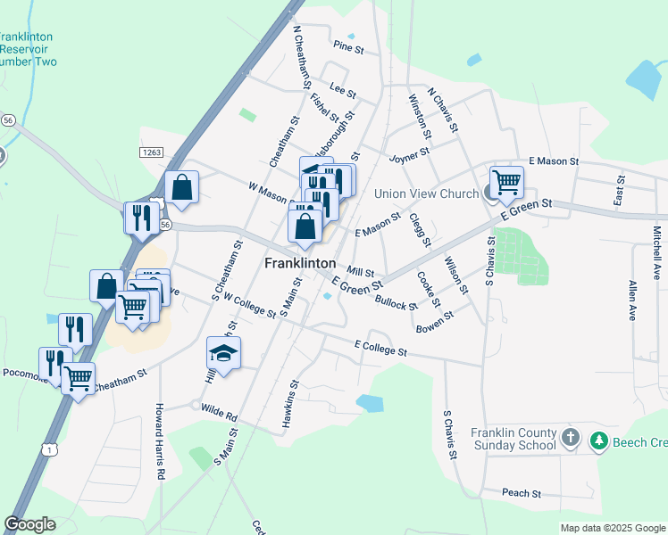 map of restaurants, bars, coffee shops, grocery stores, and more near 10 Mill Street in Franklinton