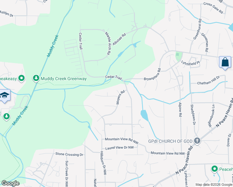 map of restaurants, bars, coffee shops, grocery stores, and more near 301 Beechcliff Court in Winston-Salem