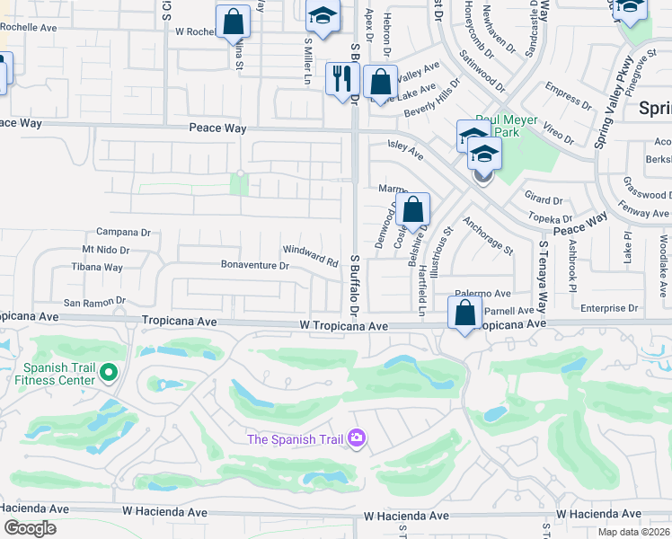 map of restaurants, bars, coffee shops, grocery stores, and more near 4766 Desert Plains Road in Las Vegas