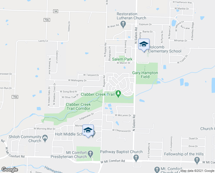 map of restaurants, bars, coffee shops, grocery stores, and more near 2705 Whit Lane in Fayetteville