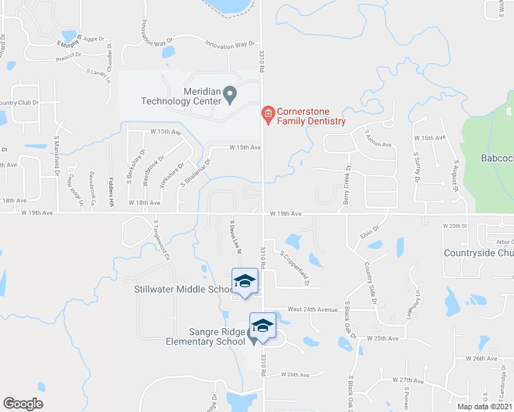 map of restaurants, bars, coffee shops, grocery stores, and more near 1820 South Sangre Road in Stillwater