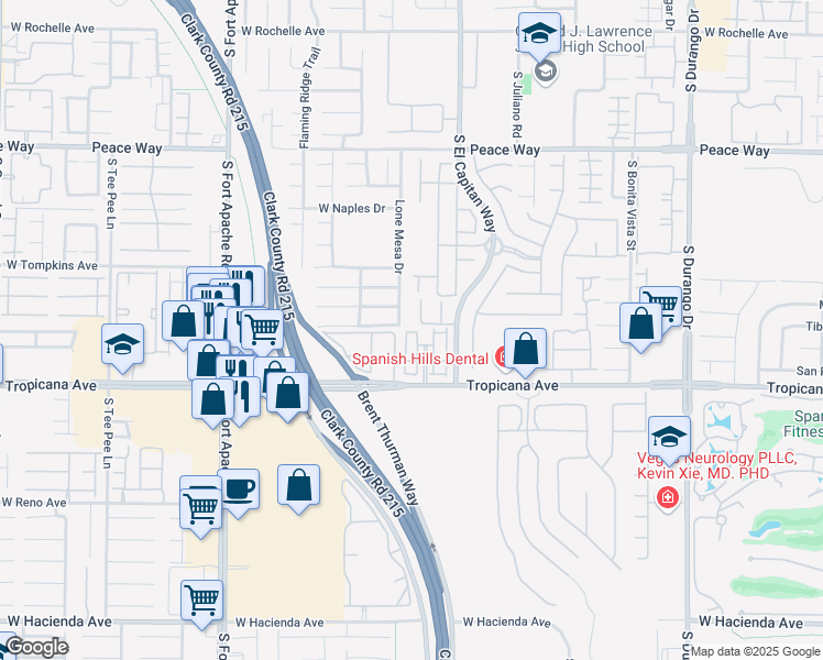 map of restaurants, bars, coffee shops, grocery stores, and more near 9050 West Tropicana Avenue in Las Vegas