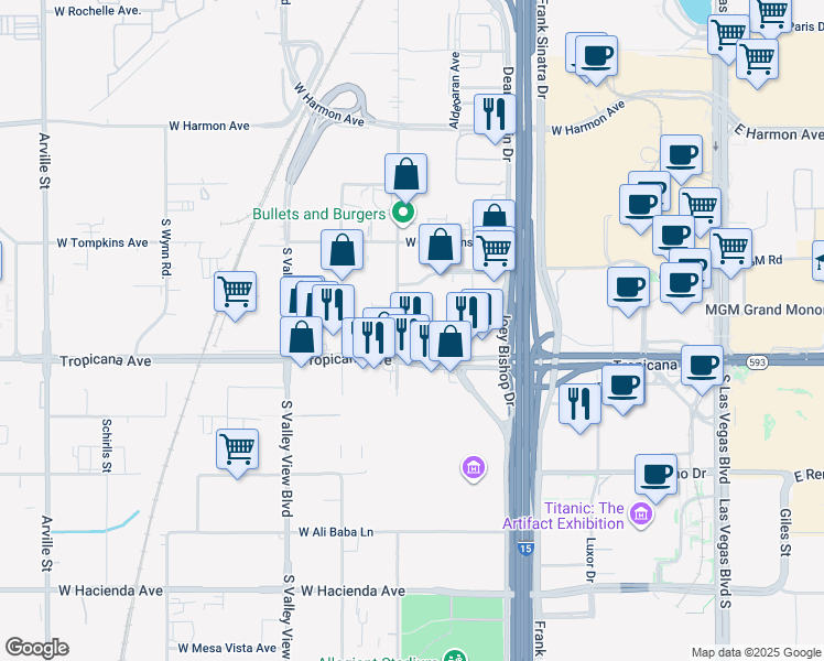 map of restaurants, bars, coffee shops, grocery stores, and more near 4804-4868 Polaris Ave in Las Vegas