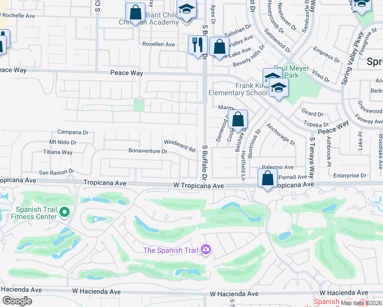 map of restaurants, bars, coffee shops, grocery stores, and more near 4766 Desert Plains Road in Las Vegas