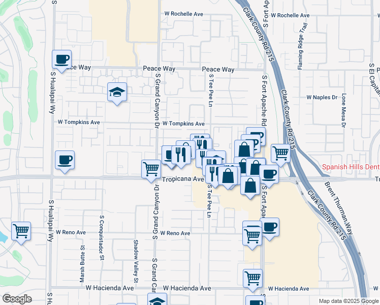 map of restaurants, bars, coffee shops, grocery stores, and more near 9672 Villa La Mora Avenue in Las Vegas