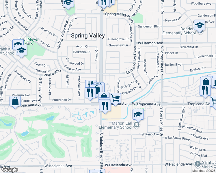 map of restaurants, bars, coffee shops, grocery stores, and more near 4805 Nara Vista Way in Las Vegas