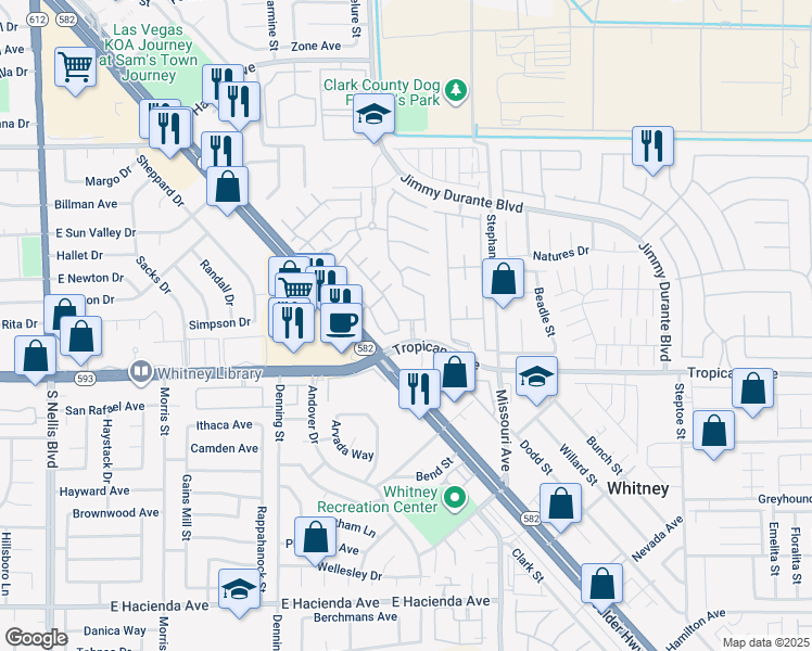 map of restaurants, bars, coffee shops, grocery stores, and more near 4850 Straight Flush Drive in Las Vegas