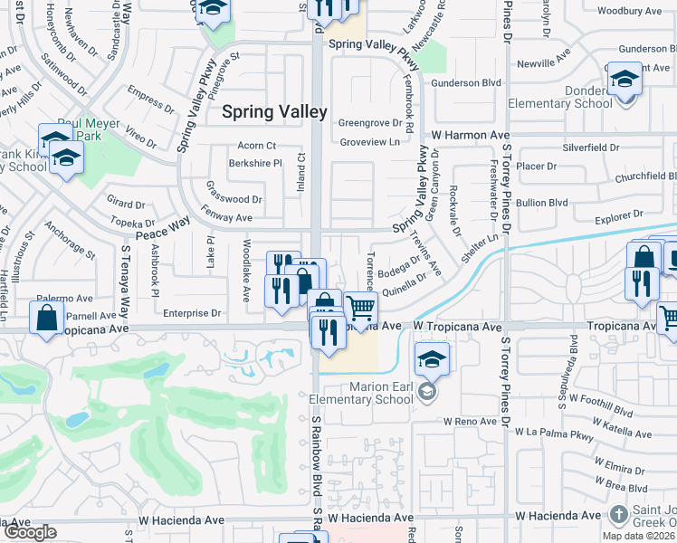 map of restaurants, bars, coffee shops, grocery stores, and more near 4805 Nara Vista Way in Las Vegas