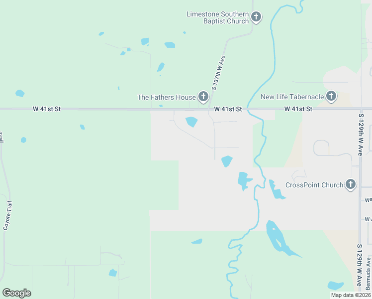 map of restaurants, bars, coffee shops, grocery stores, and more near 4302 South 137th West Avenue in Sand Springs