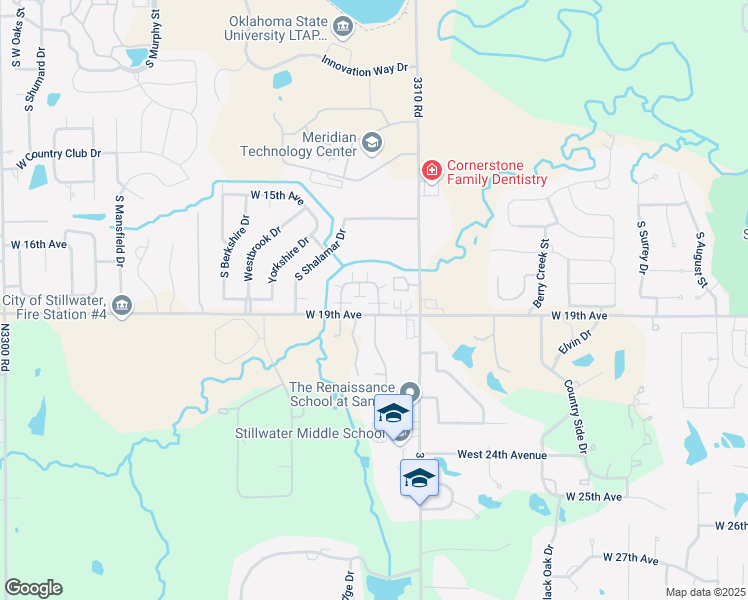 map of restaurants, bars, coffee shops, grocery stores, and more near 3700 West 19th Avenue in Stillwater