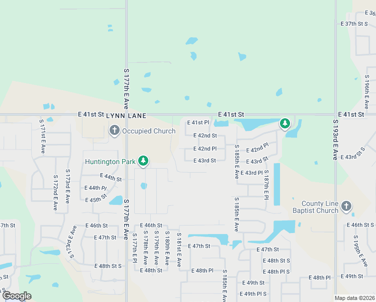 map of restaurants, bars, coffee shops, grocery stores, and more near 16712 East 42nd Place in Tulsa