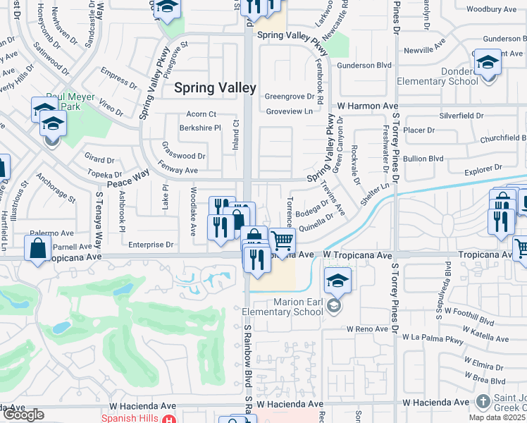 map of restaurants, bars, coffee shops, grocery stores, and more near 4805 Nara Vista Way in Las Vegas