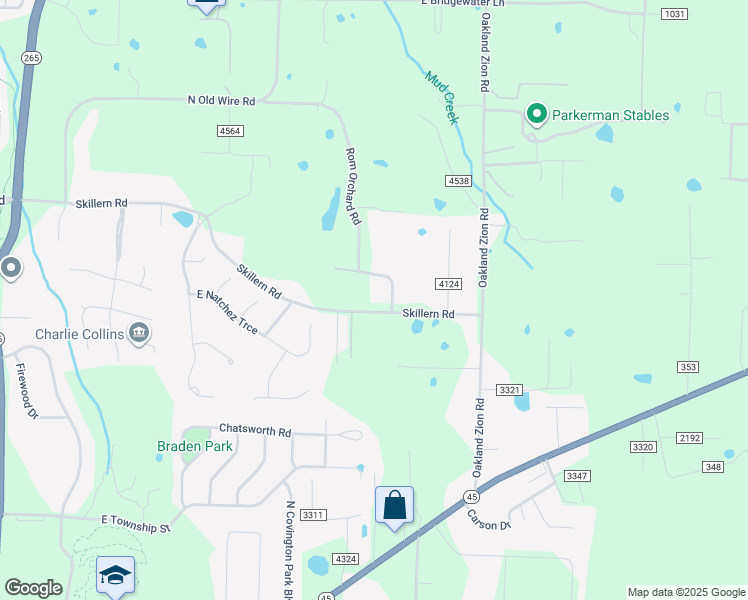 map of restaurants, bars, coffee shops, grocery stores, and more near 3898 East Skillern Road in Fayetteville