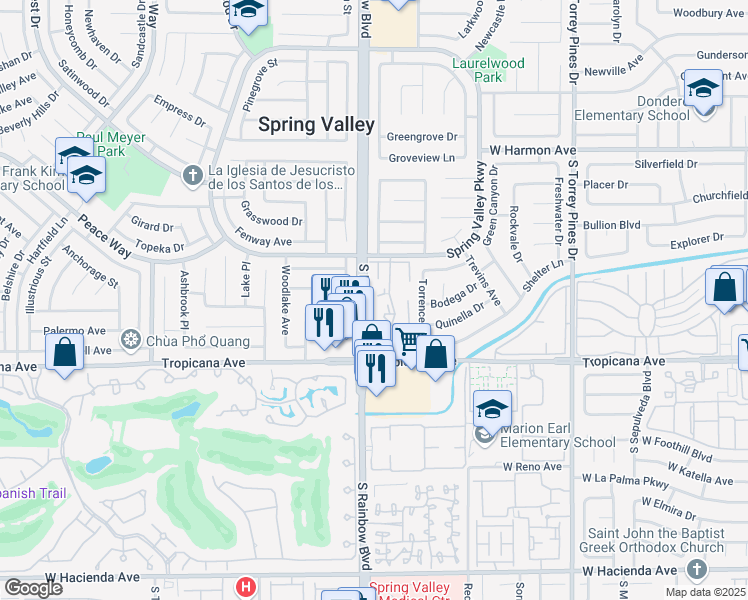 map of restaurants, bars, coffee shops, grocery stores, and more near 4801 Nara Vista Way in Las Vegas
