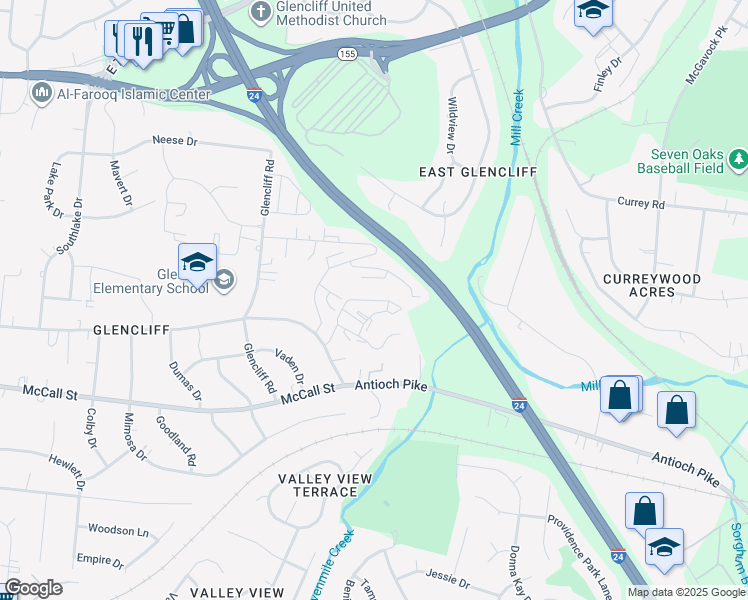 map of restaurants, bars, coffee shops, grocery stores, and more near 231 Bridgeway Circle in Nashville
