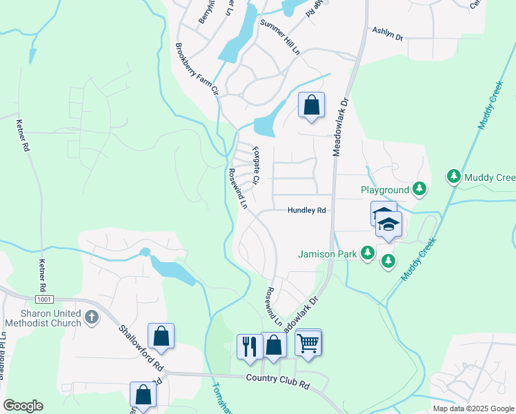 map of restaurants, bars, coffee shops, grocery stores, and more near 515 Silverbrook Lane in Winston-Salem