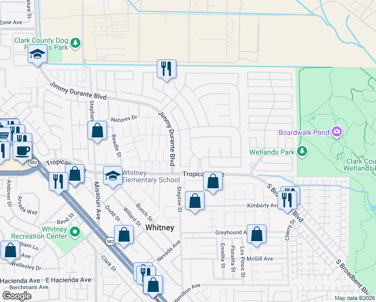 map of restaurants, bars, coffee shops, grocery stores, and more near 4815 Canna Drive in Las Vegas