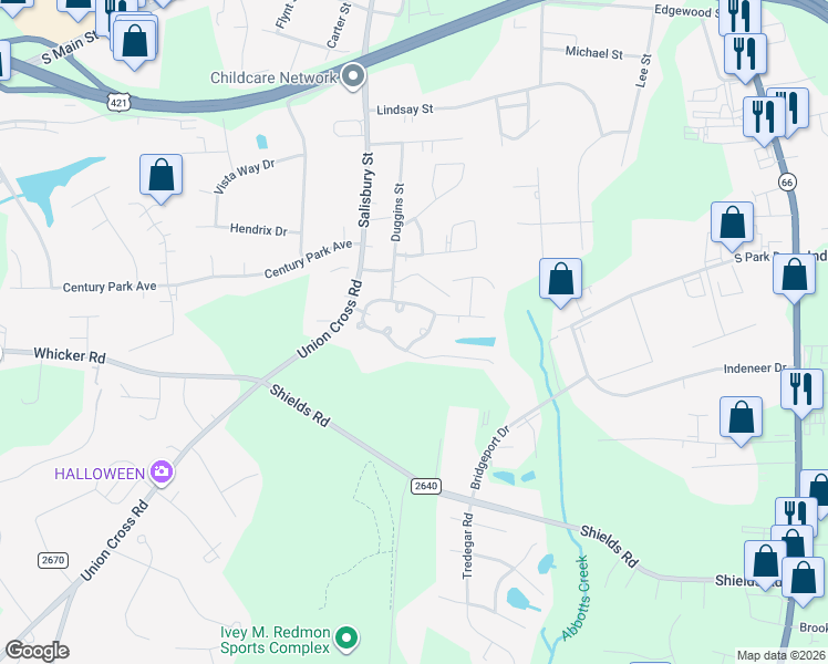map of restaurants, bars, coffee shops, grocery stores, and more near 508 Avery Way Ct in Kernersville