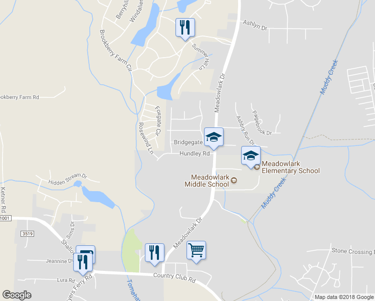 map of restaurants, bars, coffee shops, grocery stores, and more near 5449 Hundley Road in Winston-Salem