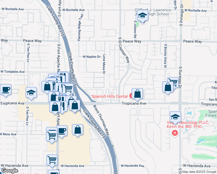 map of restaurants, bars, coffee shops, grocery stores, and more near 4797 Essen Court in Las Vegas