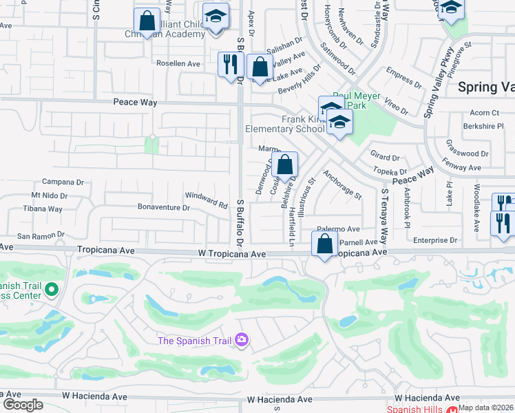 map of restaurants, bars, coffee shops, grocery stores, and more near 7729 Rathburn Avenue in Las Vegas