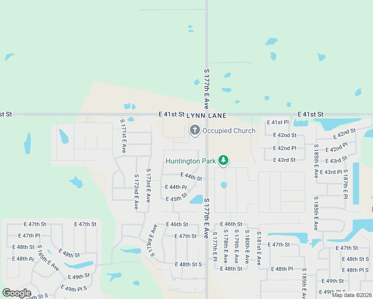 map of restaurants, bars, coffee shops, grocery stores, and more near 17523 East 43rd Street in Tulsa