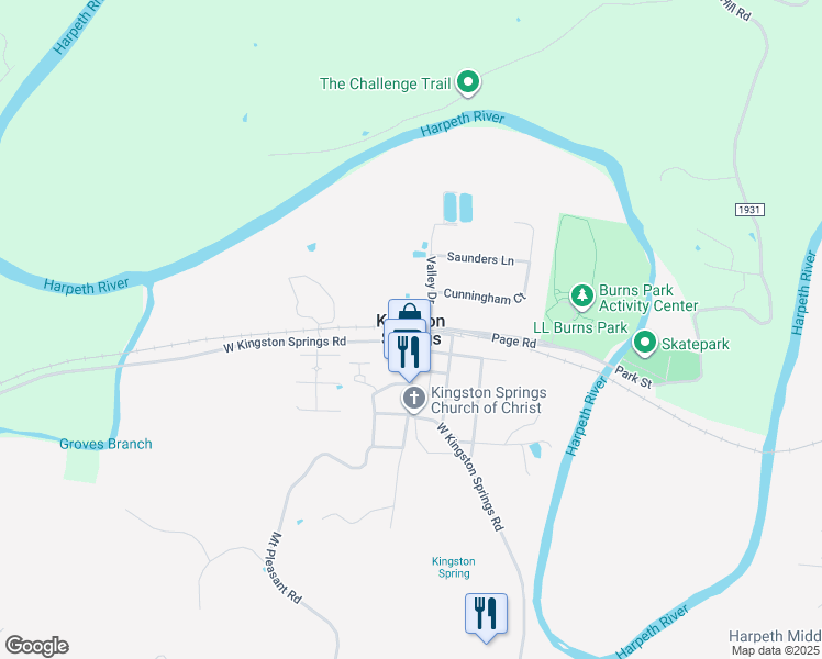 map of restaurants, bars, coffee shops, grocery stores, and more near in Kingston Springs