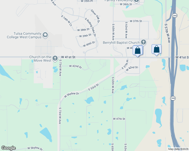 map of restaurants, bars, coffee shops, grocery stores, and more near 4208 South 69th West Avenue in Tulsa