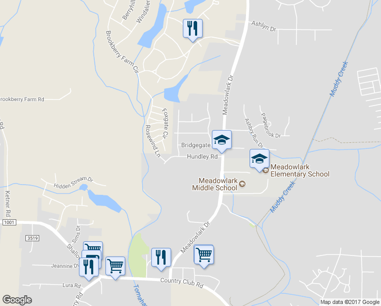 map of restaurants, bars, coffee shops, grocery stores, and more near 5455 Hundley Road in Winston-Salem