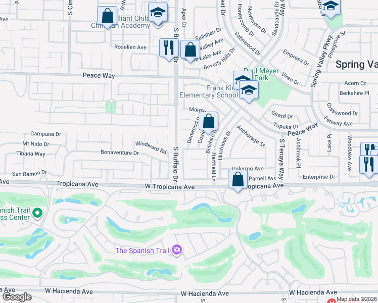 map of restaurants, bars, coffee shops, grocery stores, and more near 7729 Rathburn Avenue in Las Vegas
