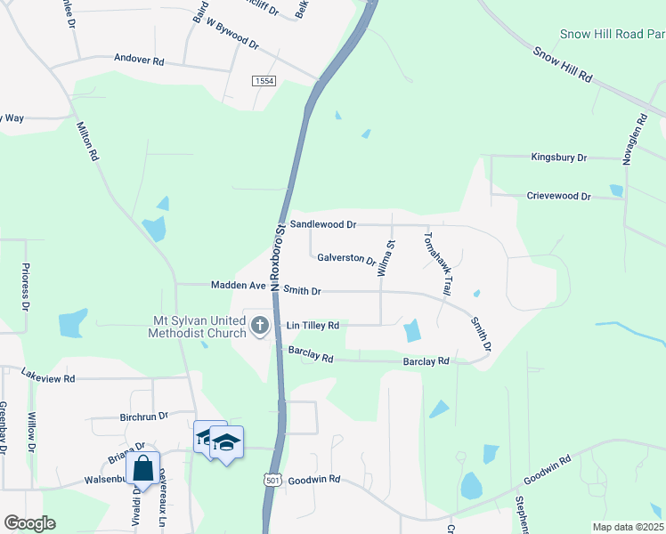 map of restaurants, bars, coffee shops, grocery stores, and more near 212 Galverston Drive in Durham