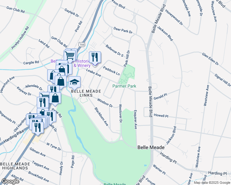 map of restaurants, bars, coffee shops, grocery stores, and more near 111 Lasalle Ct in Nashville