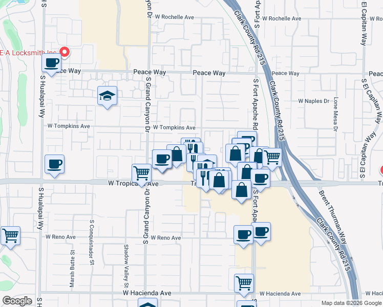 map of restaurants, bars, coffee shops, grocery stores, and more near 9639 Moonlit Sky Avenue in Las Vegas
