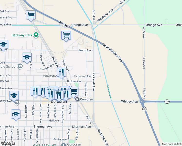 map of restaurants, bars, coffee shops, grocery stores, and more near 756 Pickerell Ave in Corcoran