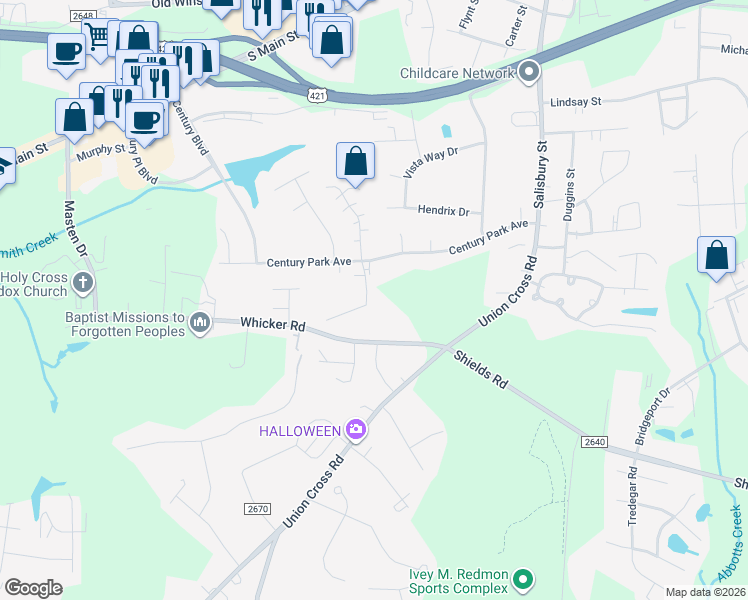 map of restaurants, bars, coffee shops, grocery stores, and more near 522 Brookside Ct in Kernersville