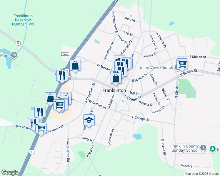 map of restaurants, bars, coffee shops, grocery stores, and more near 9 West Green Street in Franklinton