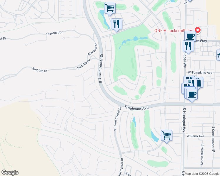 map of restaurants, bars, coffee shops, grocery stores, and more near 4824 Denaro Drive in Las Vegas