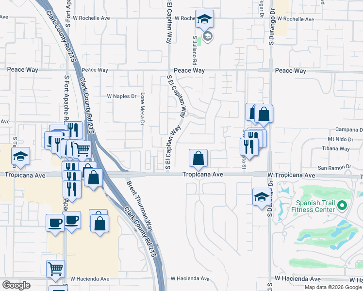 map of restaurants, bars, coffee shops, grocery stores, and more near 8971 La Manga Avenue in Las Vegas