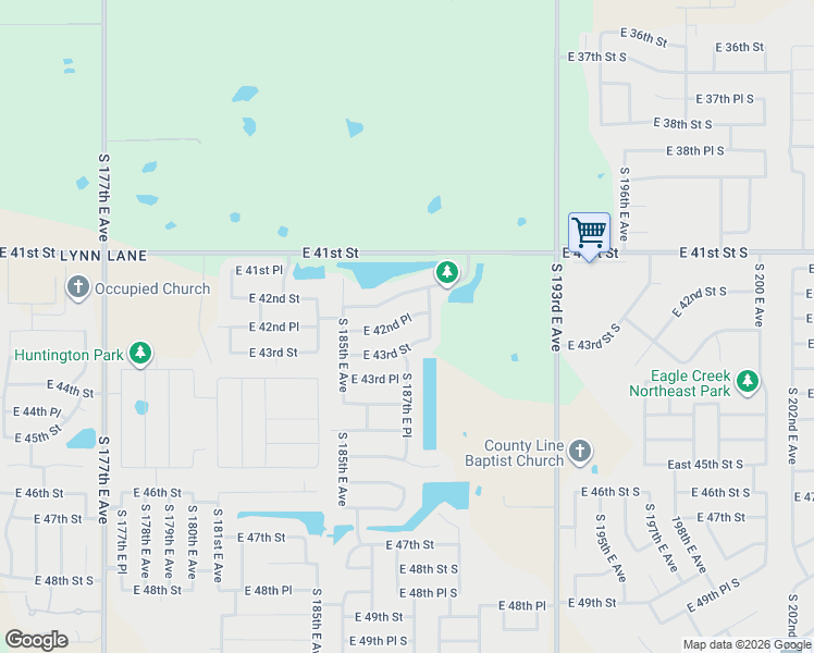 map of restaurants, bars, coffee shops, grocery stores, and more near 18710 E 42nd Pl in Tulsa