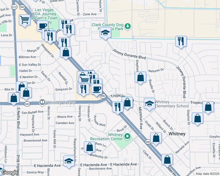 map of restaurants, bars, coffee shops, grocery stores, and more near 4850 Straight Flush Drive in Las Vegas