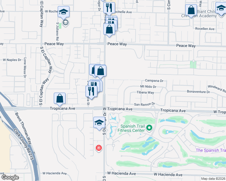 map of restaurants, bars, coffee shops, grocery stores, and more near 8551 Ocotillo Springs Circle in Las Vegas