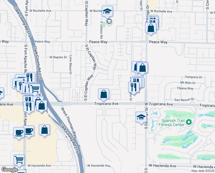 map of restaurants, bars, coffee shops, grocery stores, and more near 8887 La Manga Avenue in Las Vegas