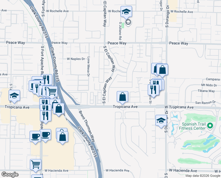 map of restaurants, bars, coffee shops, grocery stores, and more near 8971 La Manga Avenue in Las Vegas