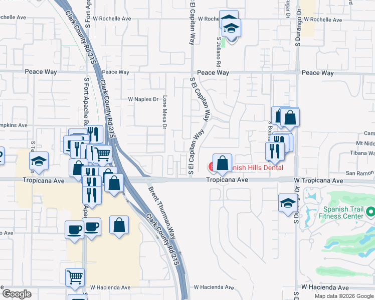 map of restaurants, bars, coffee shops, grocery stores, and more near 1076 Augsburg Lane in Las Vegas