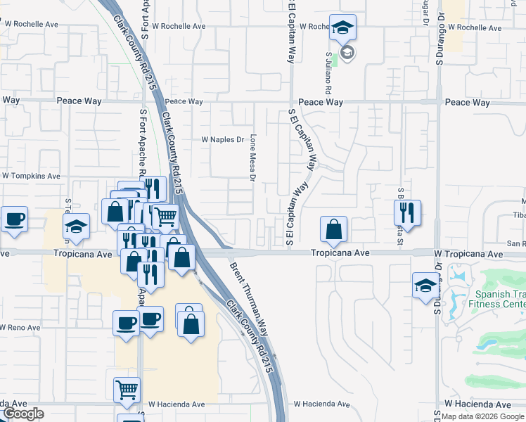 map of restaurants, bars, coffee shops, grocery stores, and more near 4797 Essen Court in Las Vegas