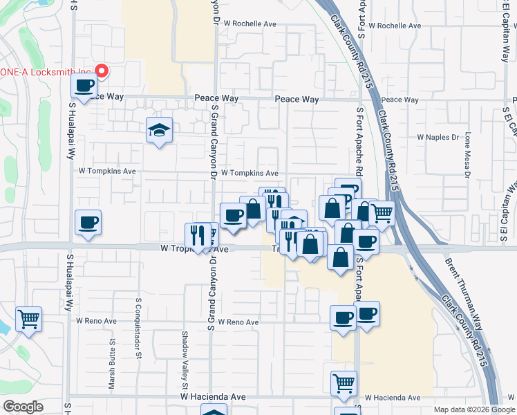 map of restaurants, bars, coffee shops, grocery stores, and more near 9675 Moonlit Sky Avenue in Las Vegas
